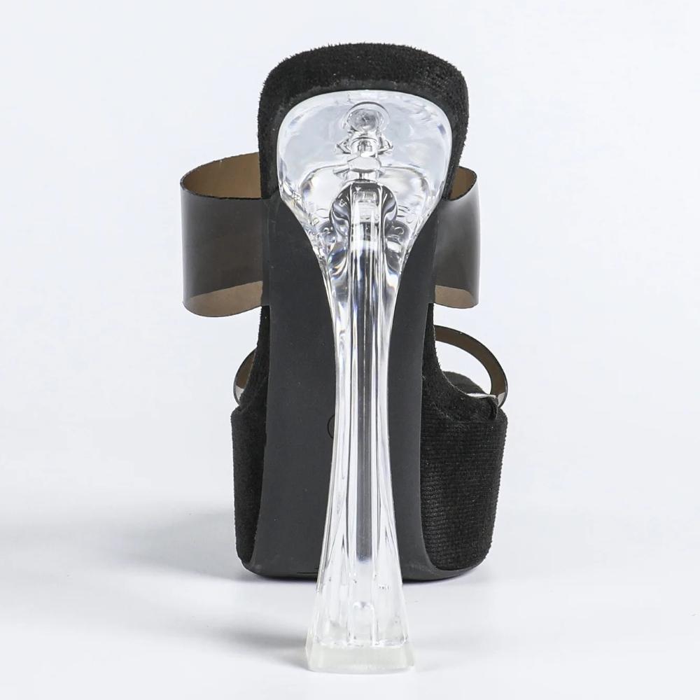 MCLUBGIRL  Summer Wear Crystal Cool Slippers Thick-soled Waterproof Table Transparent Word With High-heeled Sandals LFD-3640-5