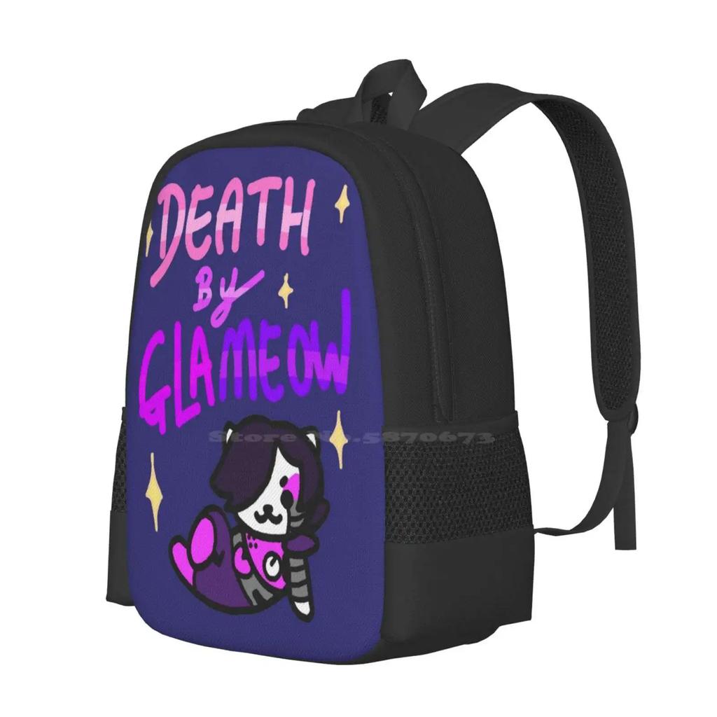 Death By Glameow Teen College Student Backpack Pattern Design Bags Undertale Mettaton Ex Neko Atsume
