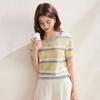 Zhaojun Women's Silk Blend Striped Knit T-Shirt