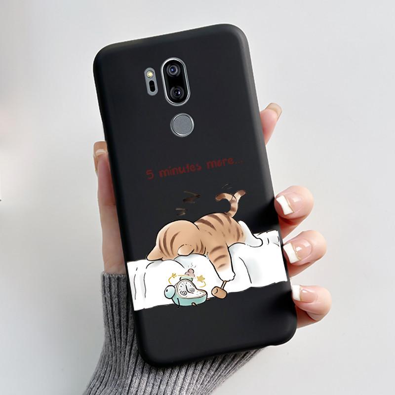 Case For LG G7 ThinQ Casing G710EM Cute Love Rabbit Funny Cartoon Ultra Slim TPU Black Silicone Soft Case LG G7 Plus Phone Cover