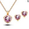 Women's Fashion Jewelry Heart Pendant Necklace Ear Studs Earrings Set