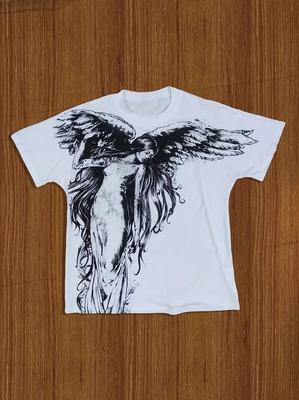 The New Men's T-shirt for The Summer of 2026 Features Street Fashion Casual Comfort Breathability and  Angel Pattern Printing