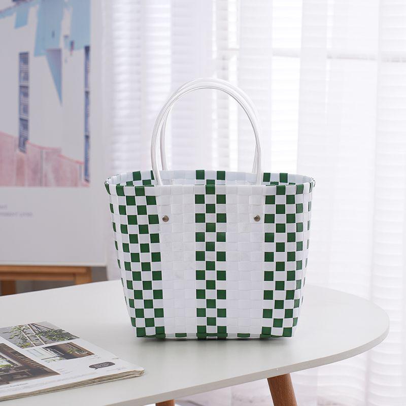 Handmade PVC Woven Bag: Versatile Home, Vegetable, Bath, and Beach Basket