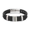 Men's Retro Style Magnetic Buckle Leather Bracelet with Zinc Alloy and Volcanic Stone