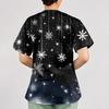 Women's Christmas Print Loose V-Neck Pocket Short-Sleeved Uniform