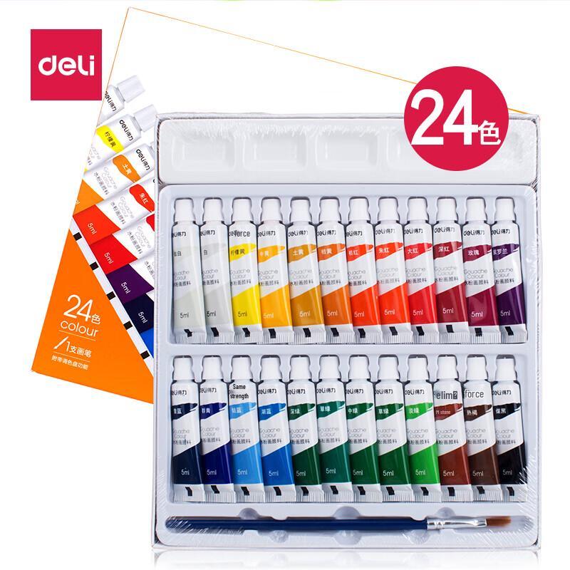Deli 24-Color 5ml Student Gouache Paint Set