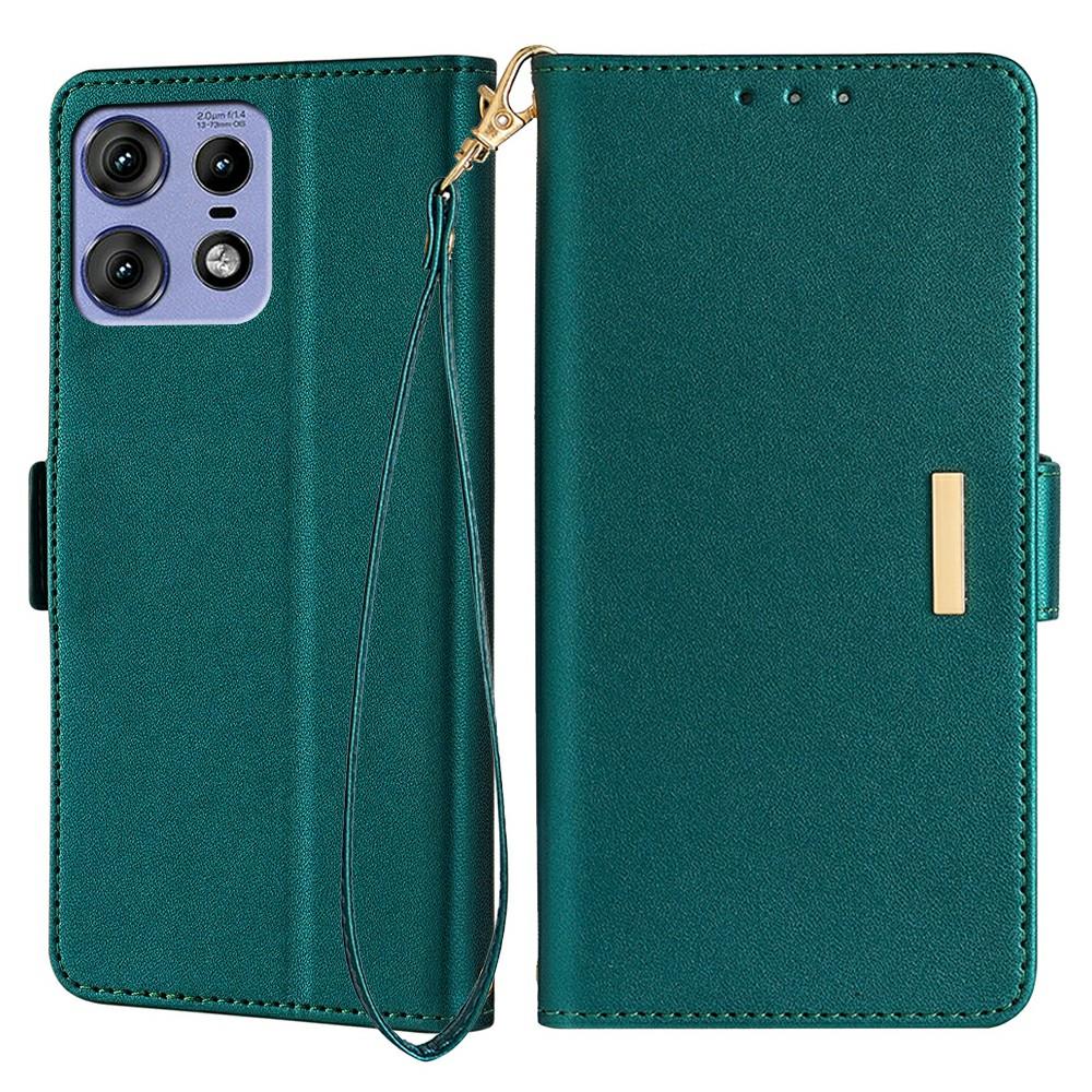 

For Motorola Edge 50 Pro 5G Leather Wallet Case RFID Blocking Stand Cover with Hand Strap F