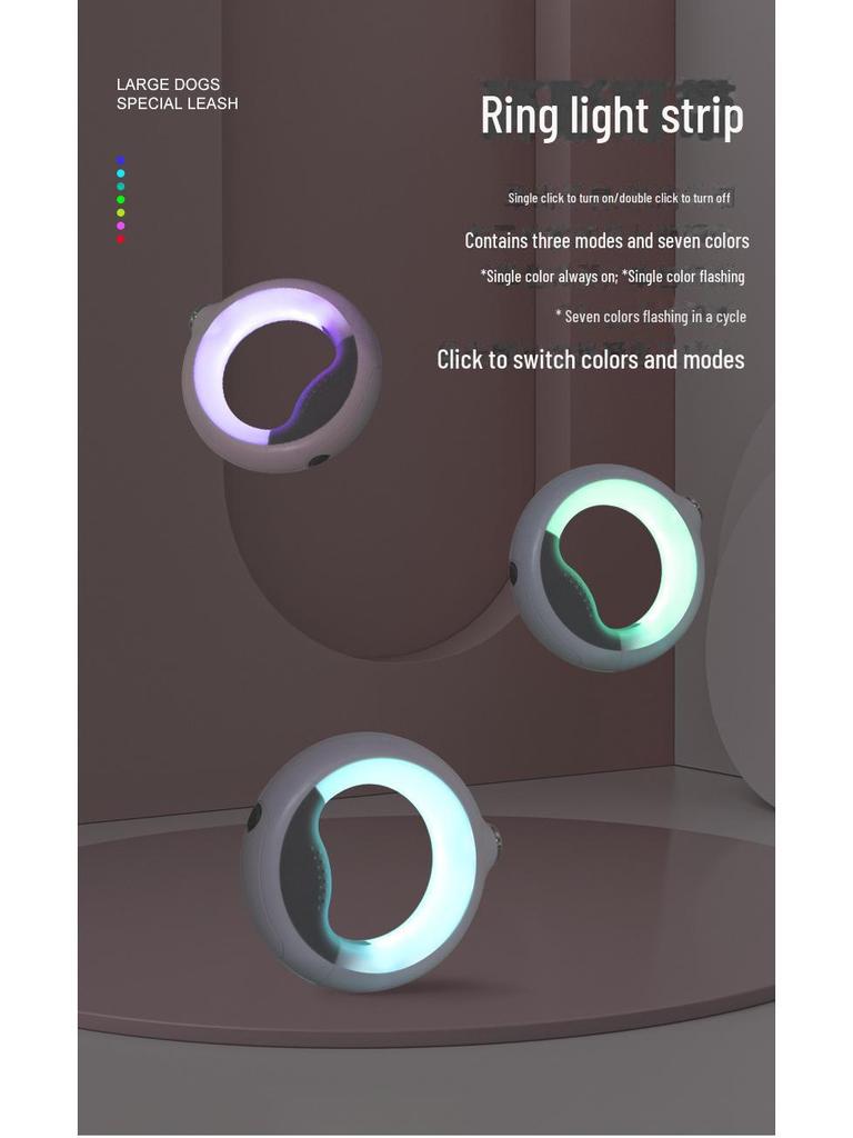 Colorful LED Retractable Dog Leash for Medium & Large Dogs