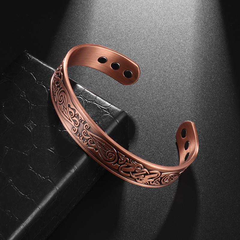 Totem Cuff Bracelet for Women and Men Ancient Copper Plated Adjustable Magnetic Bracelet Bangle Exquisite Gift