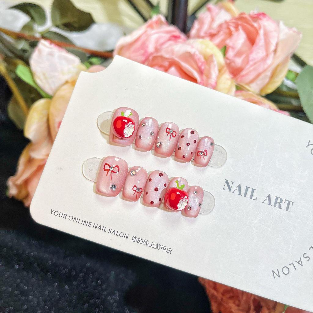 Hand-Painted Gel Nail Art: Flashy Cat Eye Bowknot Nail Stickers