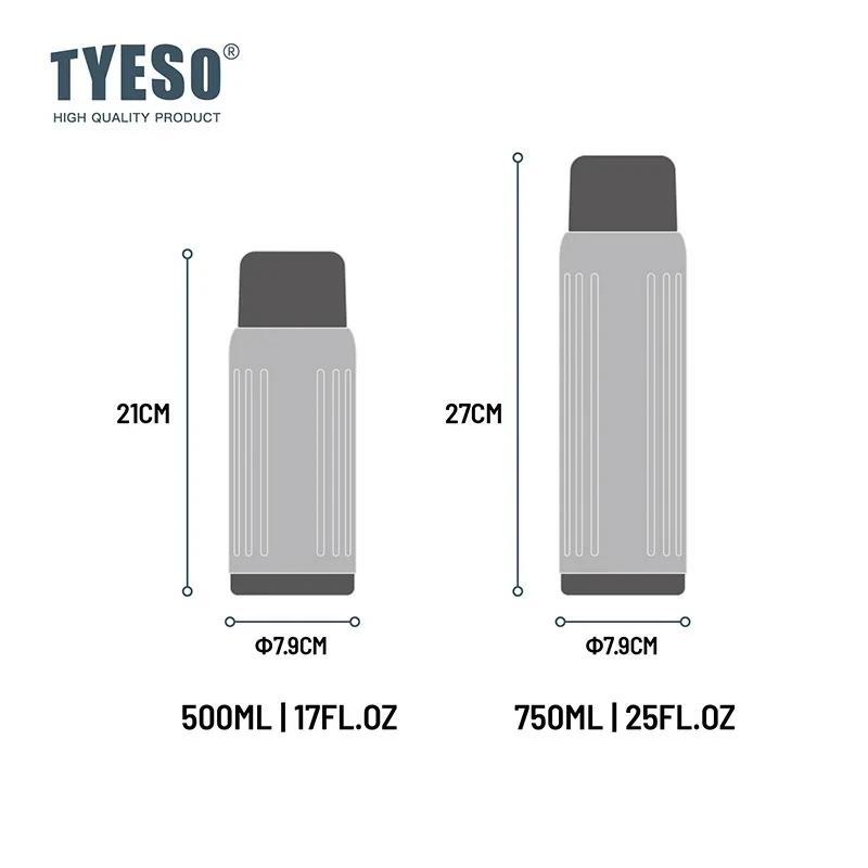 Tyeso 500ml Stainless Steel Vacuum Flask Leakproof Insulated Water Bottle for Hot Cold Drinks BPA Free Easy-Grip Travel Mug