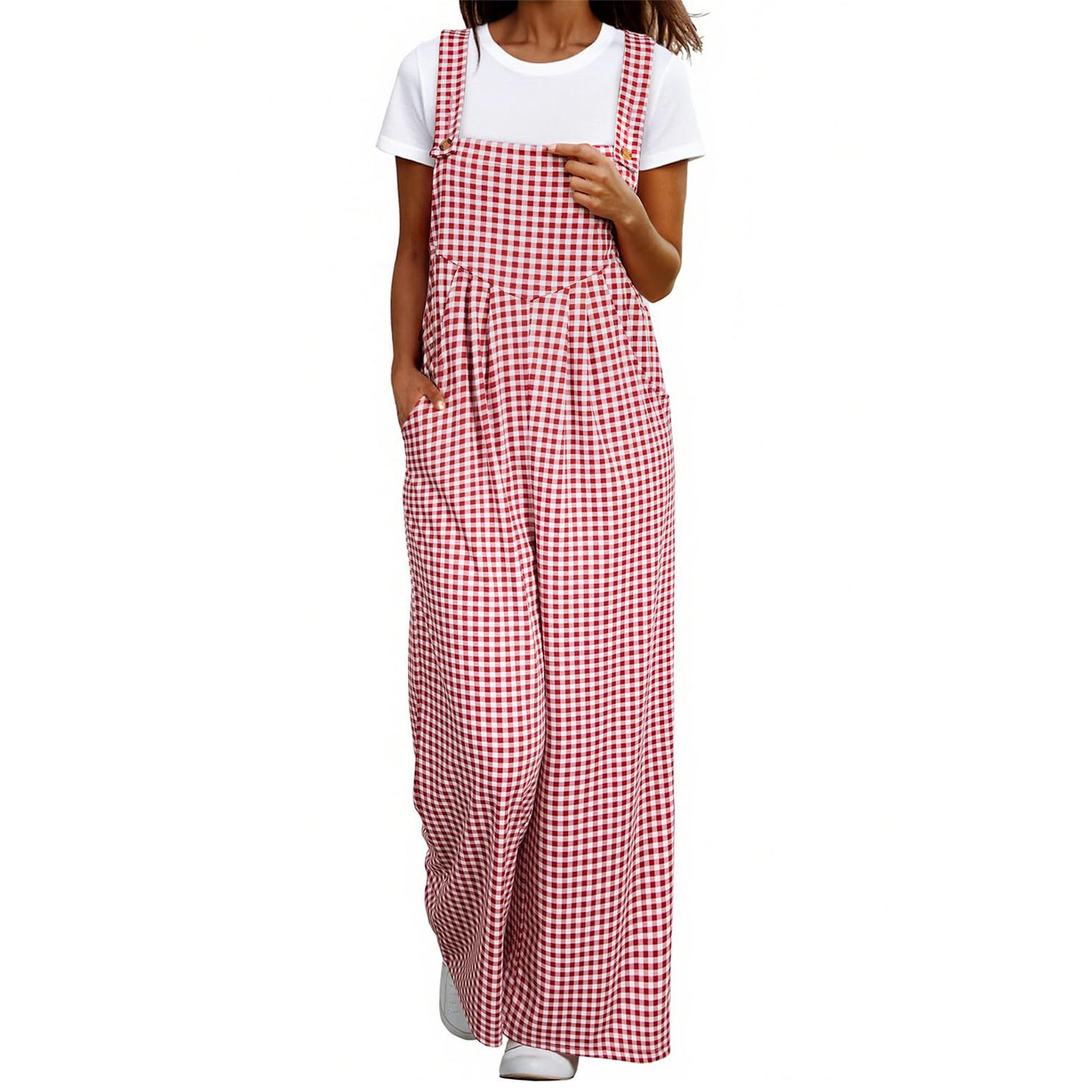 

Womens Jumpsuits Overalls Summer Sleeveless Causal Wide Leg Rompers M