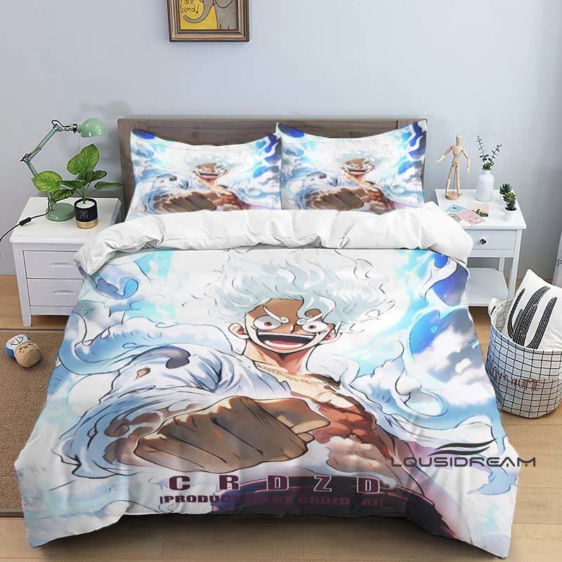 3-piece ONE PIECE Monkey D. Luffy Cartoon Bedding Set (duvet Cover and Pillowcases), Extra-large/large Size, Polyester, Machine