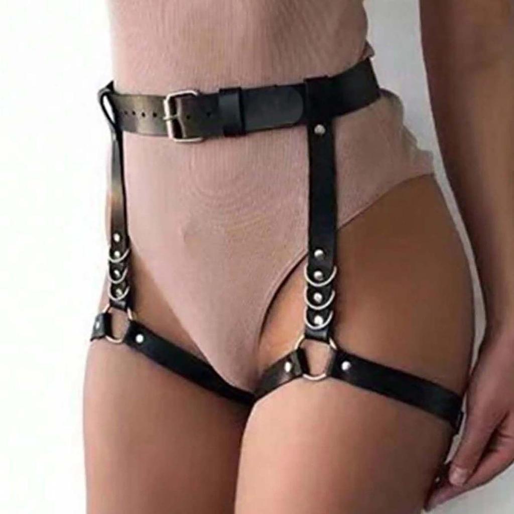 Harajuku Style PU Leather Leg Chain & Abdominal Strap: Cross-border Jewelry for Street Dance, Photography & Nightclubs