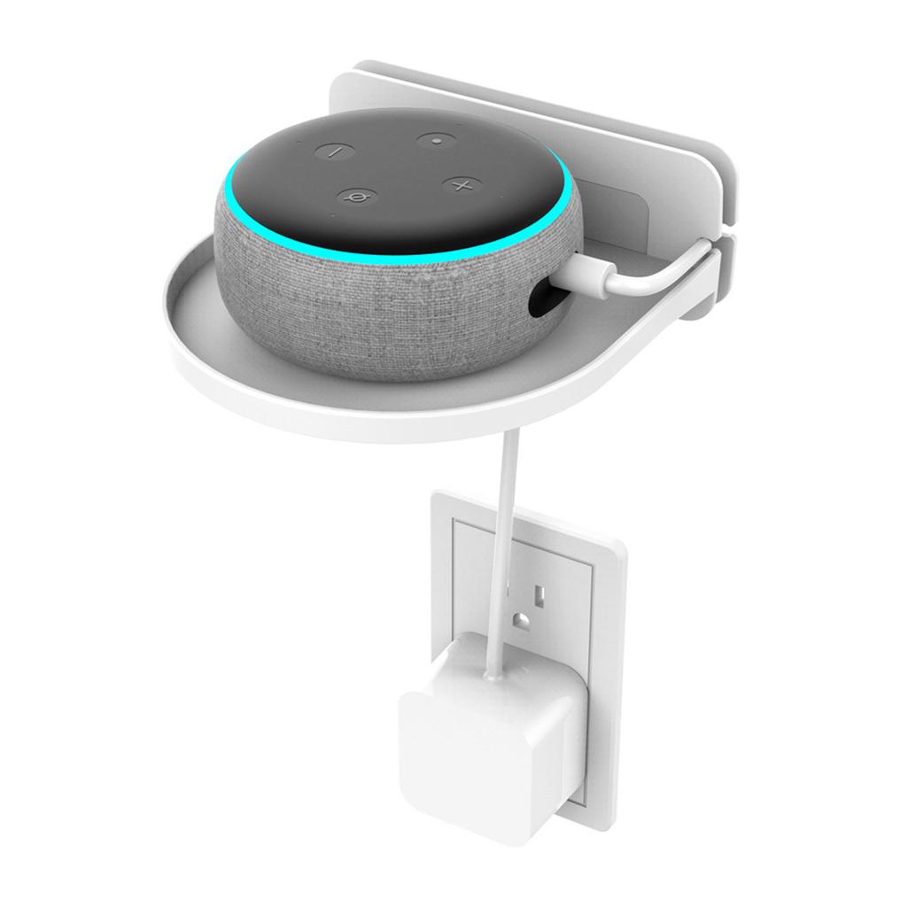 Universal Wall Mount ABS Shelf Built In Cable Storage Rack Easy Adhesive Installation for Smart Speakers And Devices