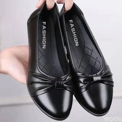 Chaussures basses légères pour maman Imperméables Ballerines à nœud Confort à semelle souple Chaussures pour femmes Chaussures décontractées en cuir antidérapant Mujer