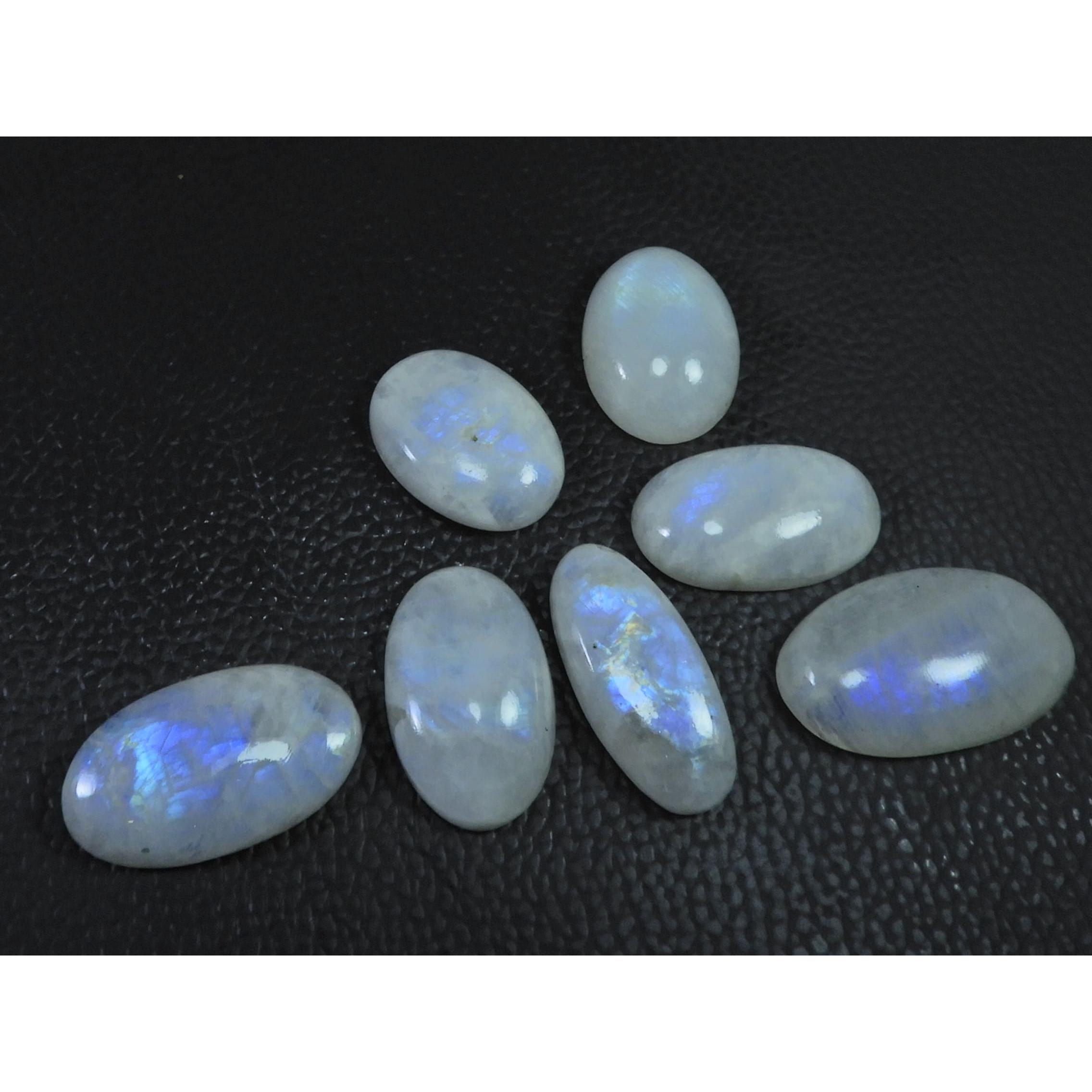 

206Cts. Natural Rainbow Moonstone Oval Cabochon Loose Gemstone 07 Pcs Lot C-1650