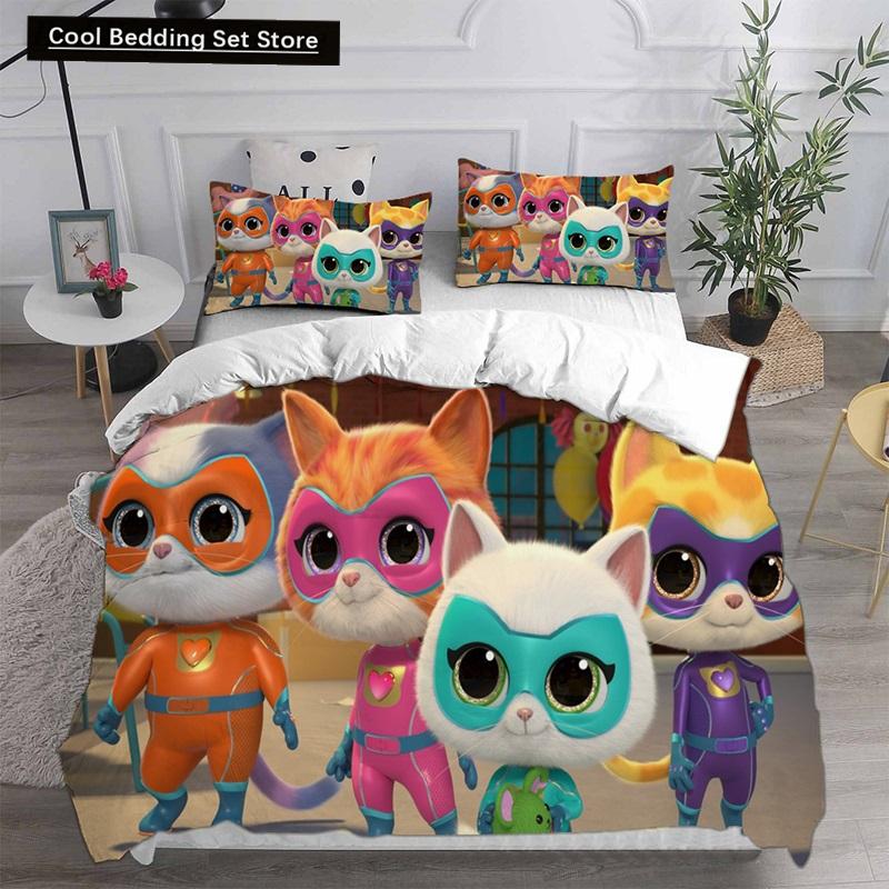 Anime Super Kitties Bedding Sets Comforter Quilt Bed Cover Duvetcover Pillow Case 2-3 Pieces Sets Kids Adult Size  Home Textiles