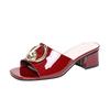 Fashion GKTINOO Women Shoes Sexy Patent Leather Female Flip-flop Slippers Summer Fashion High Heels Slides For Ladies Comfortable Sandal