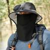 Men Sun Hat with Dual Power Supply Fan Wide Brim Sun Hat with Shawl Face Guard Fishing Hiking Gardening Hat