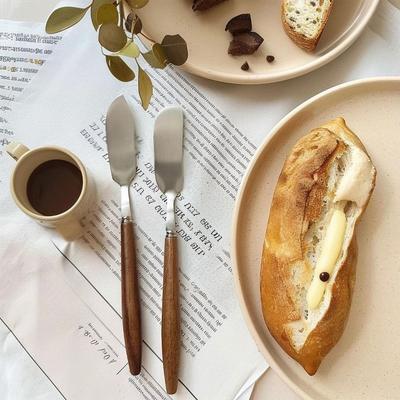 Wooden Handle Butter Knife Durable 304 Stainless Steel Cheese Cutter Bread Jam Spatula Spreader Kitchen Gadgets Accessories