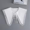 Ruffle Lapel White Fake Collar Women Detachable Collars Scarf False Collar Shirt Tie Plaid Female Removable Dickie Shirt Women