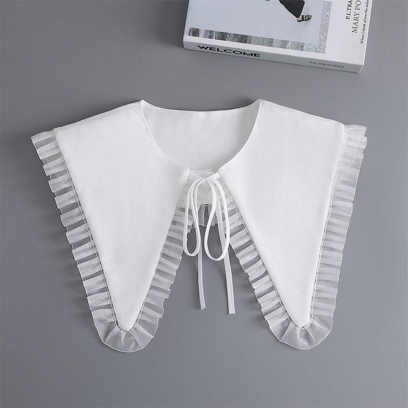 Ruffle Lapel White Fake Collar Women Detachable Collars Scarf False Collar Shirt Tie Plaid Female Removable Dickie Shirt Women