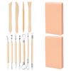 Manual Clay Sculpting Tool Set with Mixed Metal Ends, Wood Grip Pottery Carving Tool for Figurine Work, Pottery Craft Practice Daily