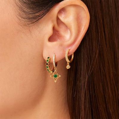3 Pcs Minimalist Zircon Emerald Tassel Earrings for Weomen Exquisite Design Fashion Earring Set High-end Zircon Party Gifts