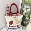 2025 Cute Cartoon Zipper Canvas Bucket Bag - Small Tote for Students and Moms