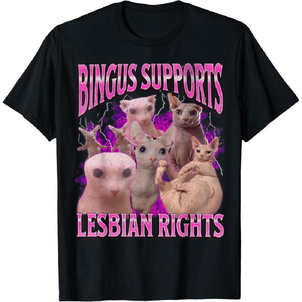 

Bingus Supports Lesbian Rights Funny Cat Meme Bootleg T-Shirt XXXXXL чорний