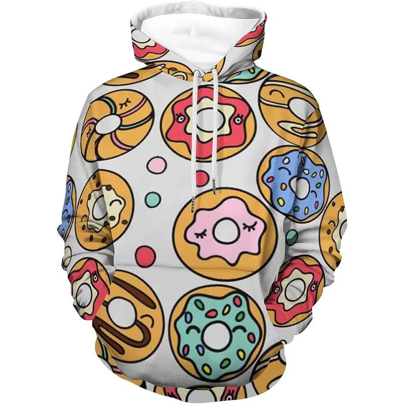 2024 Fashion New Autumn Donut 3D Printed Hooded Sweatshirt men's Casual Loose Fitting Pullover Sportswear Sweatshirt For Men