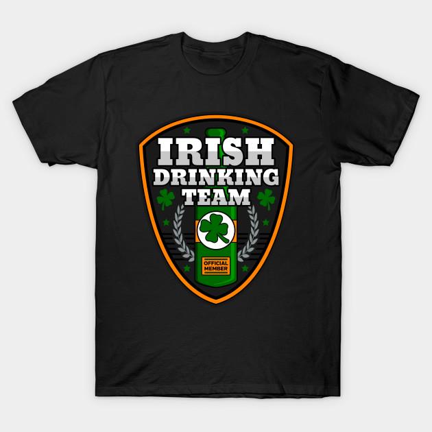 Men Black Print T-shirt Irish Drinking Team No-Cut Transfer Paper Print Cotton Tshirt 3XL