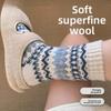 Fell Island Wool Socks for Children In Autumn and Winter - Thick and Warm Traditional Ethnic Style Mid-Calf Socks - Retro Snowflake Plush Socks