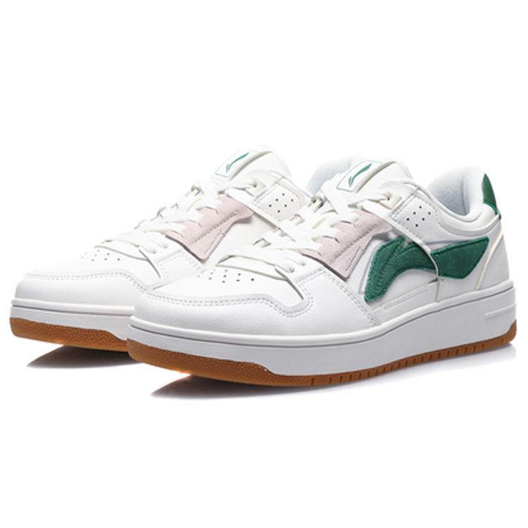 Li Ning Tianji Slip Resistant Cushioning Abrasion Resistant Breathable Low top Skateboard Shoes Men's White Green AGCP299-6