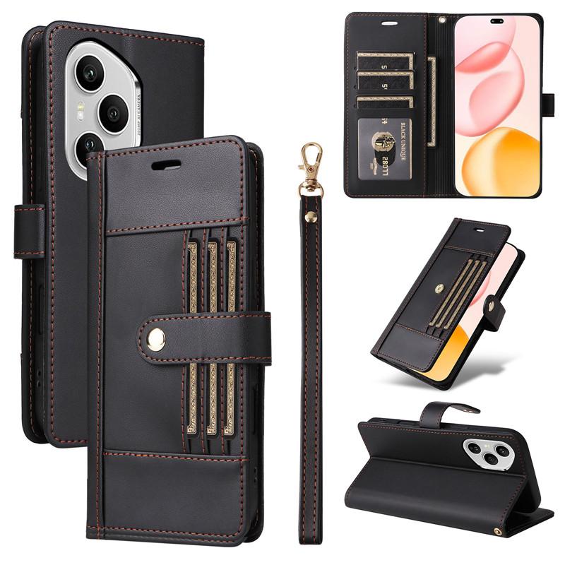 Clamshell Leather Wallet Case For Honor 400 Pro X70i Honor400 Lite 5G Flip Cover Phone Cases all-inclusive Outside 6 Card slot