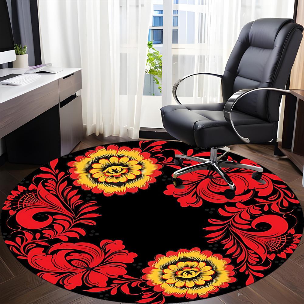 1PC Floral Pattern Chair Carpet for Office Non-Slip, Lightweight, Machine Washable Rug for Office, Sleeping, Room - Holiday DecorPolyester,