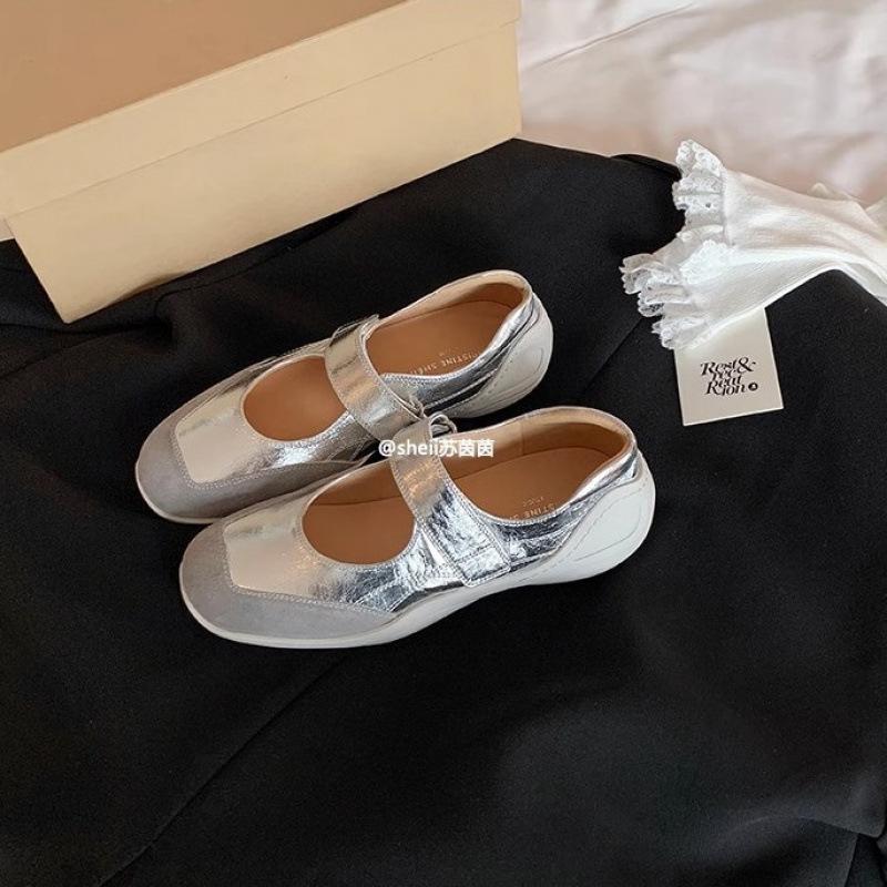 

Shoes comfortable Velcro inner heightening function Mary Jane casual shoes women s single shoes 35 срібний