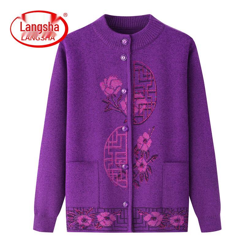 LangSha Women s Fall/Spring Knit Cardigan 4XL