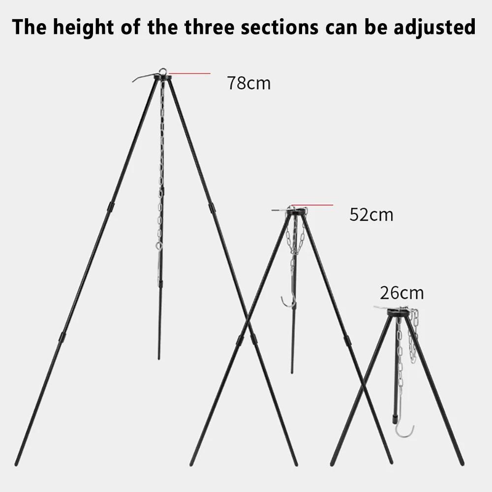 Camping Campfire Tripod For Hanging Pot Outdoor Cookware Picnic Cooking Pot Grill Rack Barbecue Support Aluminum Alloy Tripod