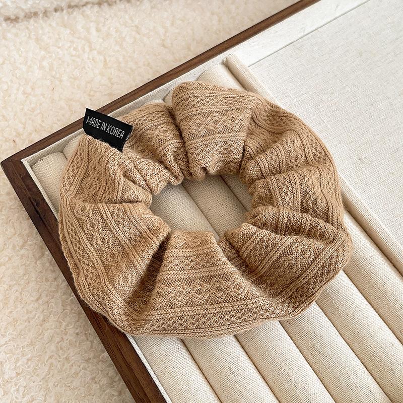 Vintage Solid Color Large Hair Scrunchies For Women Girls  High Absorbency Plush Elastic Hair Rope Sweet Hair Accessories
