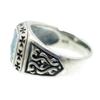 Blue Topaz Silver 925 College Ring SA Square Power Stone [Silver One] Men's [No. 13]