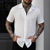 Herren Europäische Größe Jacquard-Strick Lässiges Strand-Kurzarmhemd