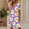 Women's Summer Fashion Floral Print Dress Casual Beach A-Line V-Neck Loose Sundress