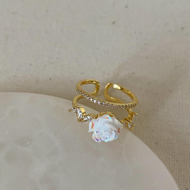 Sweet Butterfly Flower Purple Oil Drop Ring Female Niche Personality High Sense Simple Versatile Fashion Ring Ring