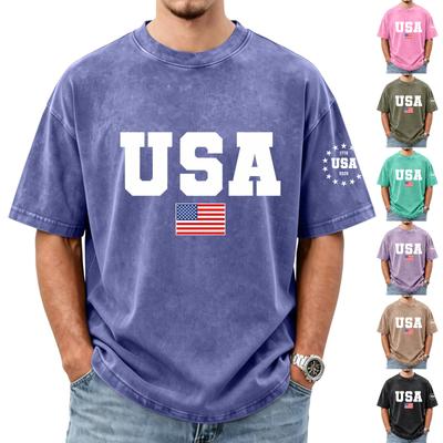 Camiseta informal y holgada para hombre con estampado de bandera, Camisa de manga corta