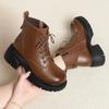 Snow Boots Women Genuine Leather Natural Wool Women Winter Boots British Wind Platform Women Ankle Boot