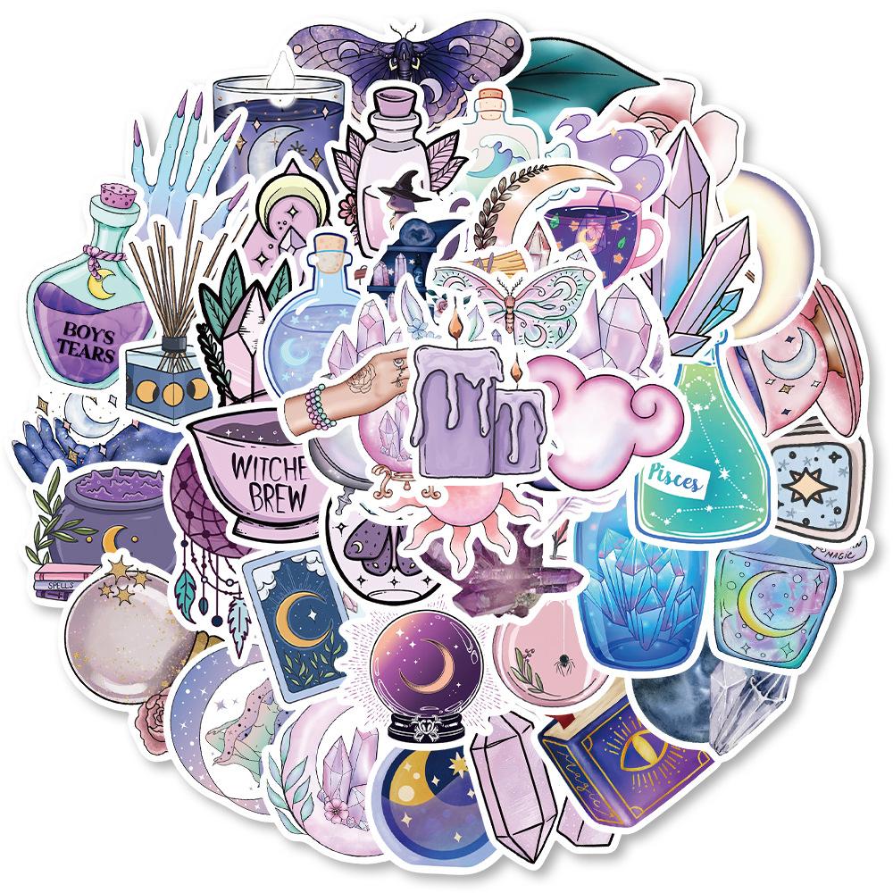 50 Pieces of 2-style Magic Moon Sticker Decorations for DIY Waterproof Stickers for Luggage Boxes