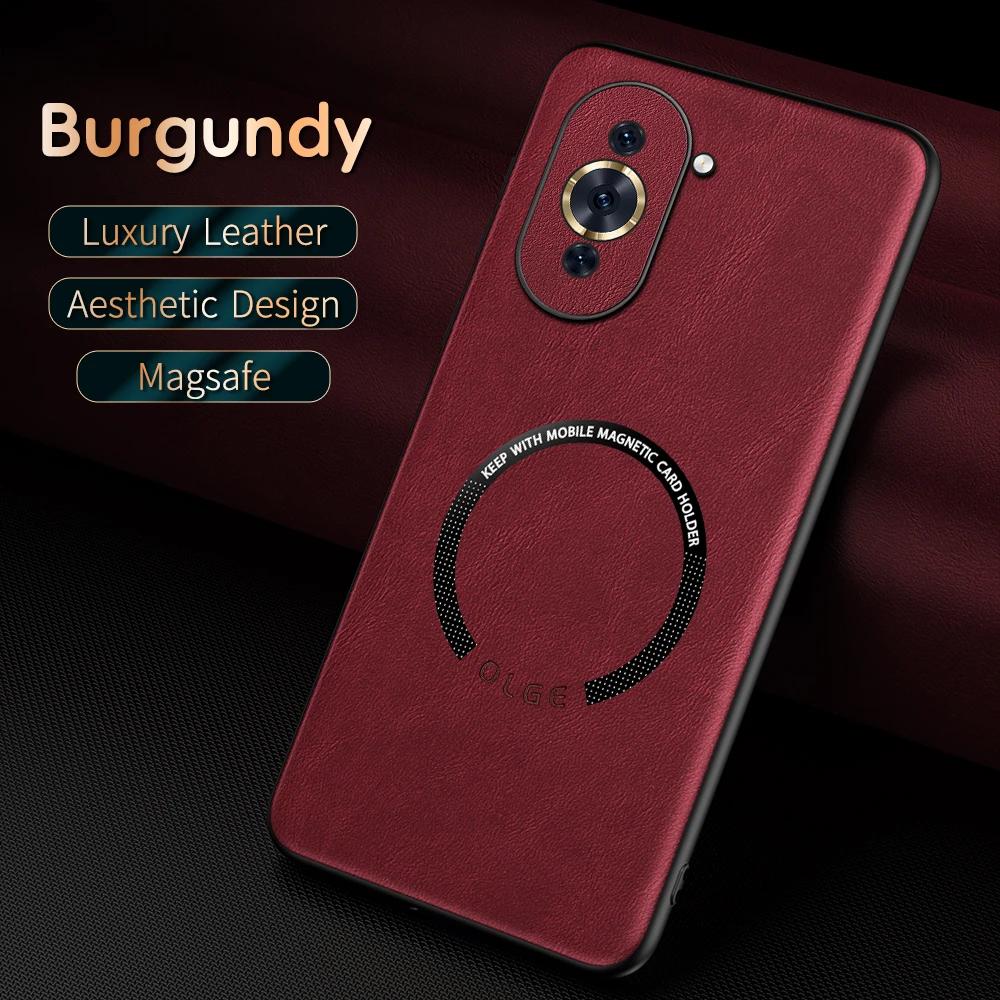 For Huawei Nova 10 10 Pro Fine-Hole PU Cow Pattern Leather Outer Magnetic Ring Soft Edge Anti-Drop Phone Case