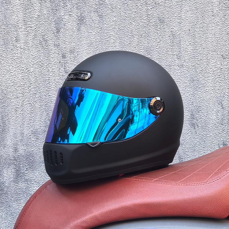 Motorcycle Retro Full Helmet Men's Winter Personality Cool Women's National Tide Race Cruise Retro Car Helmet Universal In All Seasons